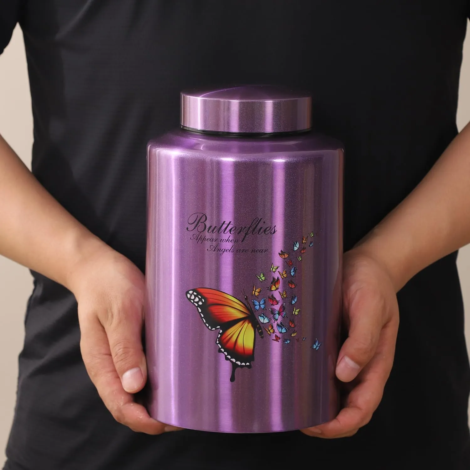 Urns for Human Ashes Adult Female Up to 220 lbs,Purple Butterfly Urn for Mom Ashes with Velvet Bag,Decorative Urns for Ashes Adult Women,Cremation urn Female (Butterfly, Purple)
