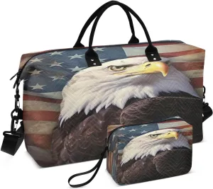 Usa Hawk Freedom Sports Gym Bag for Women Men Travel Duffel Bag Weekend Overnight Carry on Bag with Toiletry Bag Yoga Bag for Plane Hospital Swimming Yoga Workout