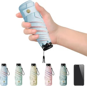 UV Blocker Mini Purse Travel Umbrella, Lightweight Portable Compact Pocket Umbrella with UPF50  Protection & Windproof Design, Small Sun & Rain