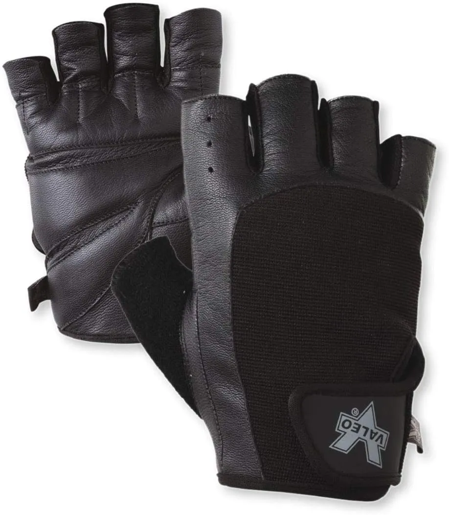 Valeo Industrial V335 Pro-Material Handling/Competition Fingerless Lifting Gloves, VA5149, Pair, Black, Large