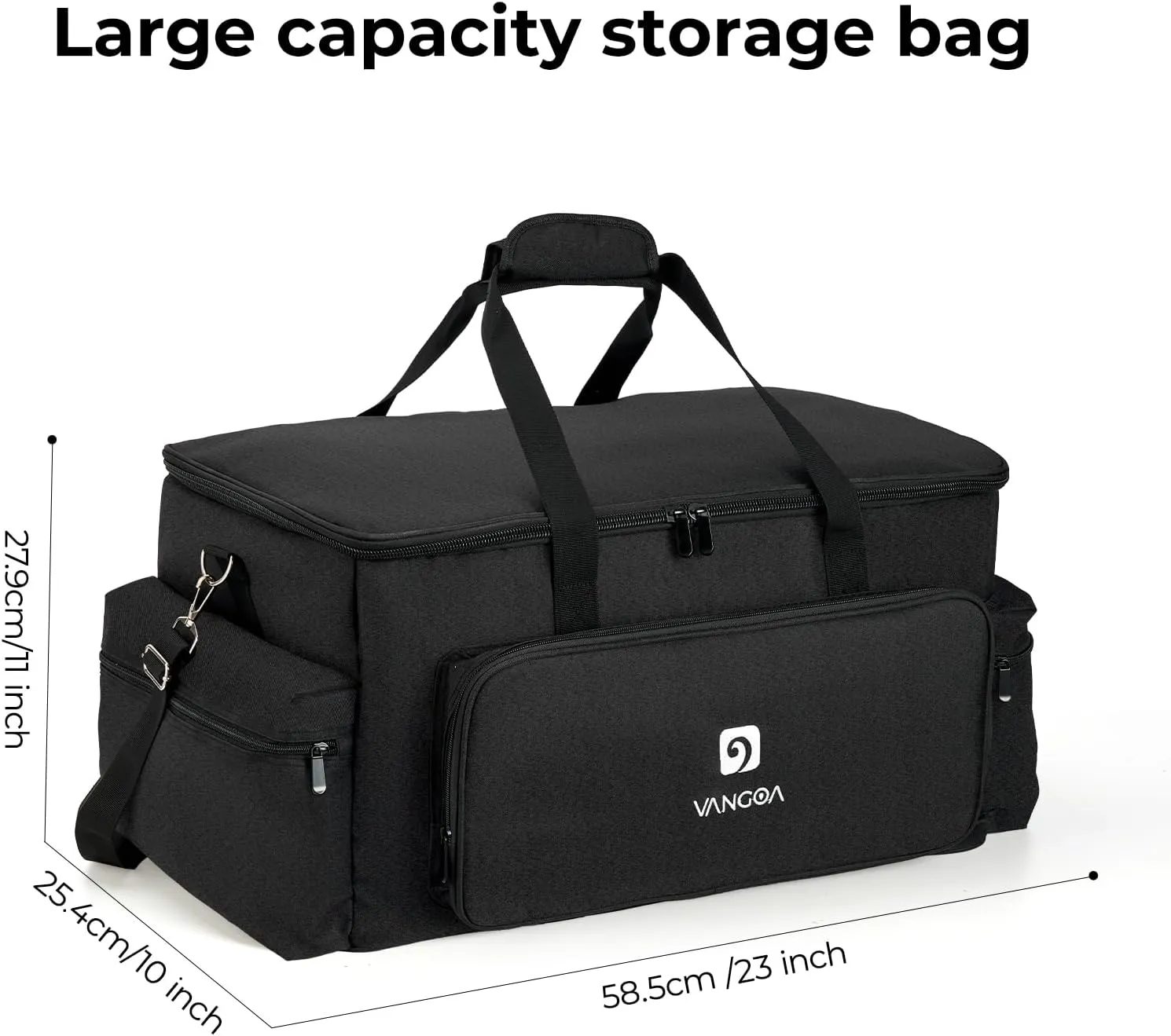 Vangoa DJ Cable Gig Bag Large, Thick Padding Durable with 8 Detachable Adjustable Divders, 16" Laptop Sleeve, 10 Cable Ties, DJ File Bag Travel Musicians Bag for DJ Gear, 23"x10"x11", Gray