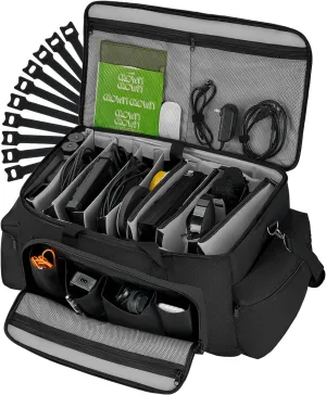 Vangoa DJ Cable Gig Bag Large, Thick Padding Durable with 8 Detachable Adjustable Divders, 16" Laptop Sleeve, 10 Cable Ties, DJ File Bag Travel Musicians Bag for DJ Gear, 23"x10"x11", Gray