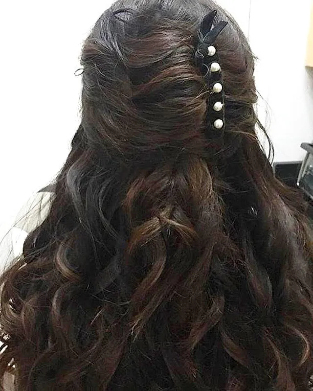 Velvet Pearl Bow Barrette