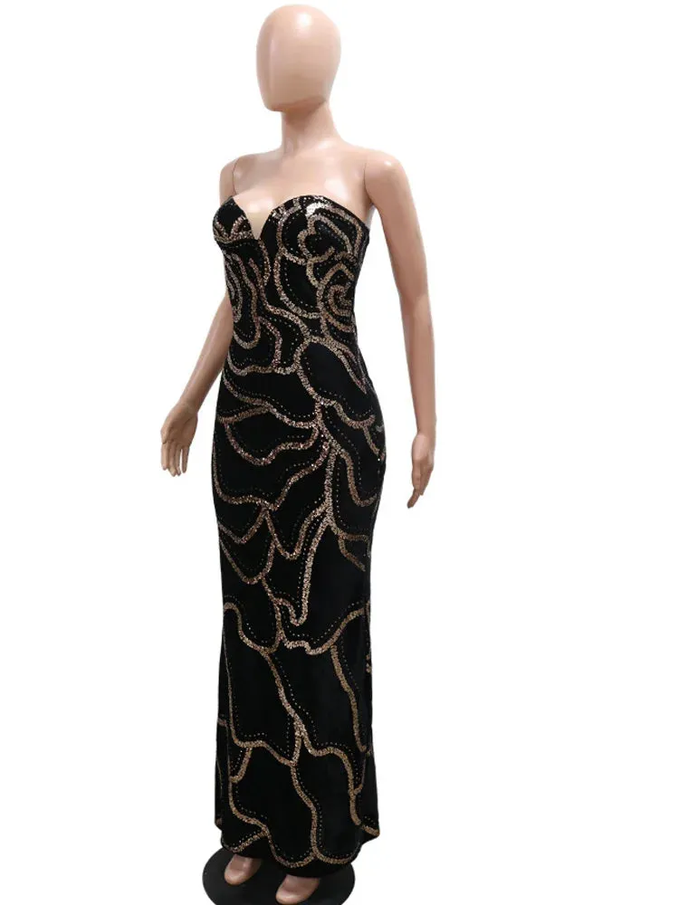 Velvet Sequins Evening Long Dresses Gowns Celebrities Outfits