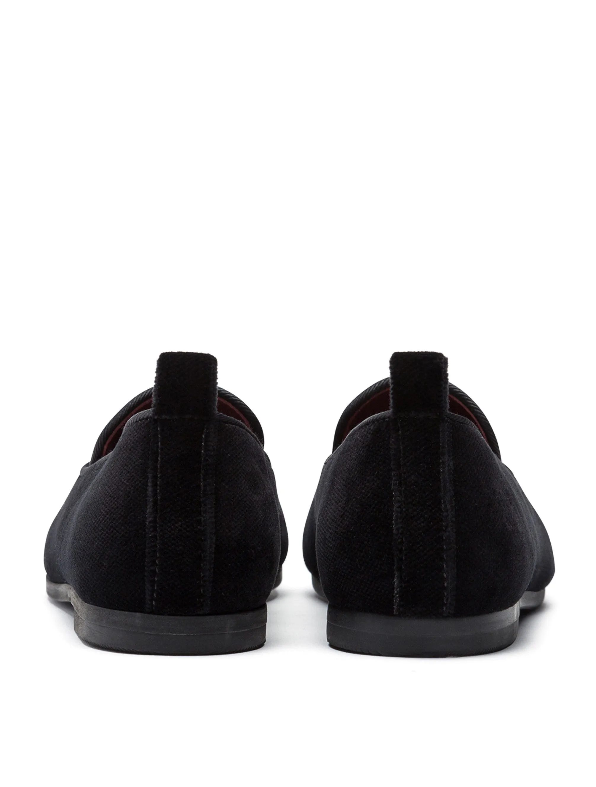 Velvet slippers with crown patch
