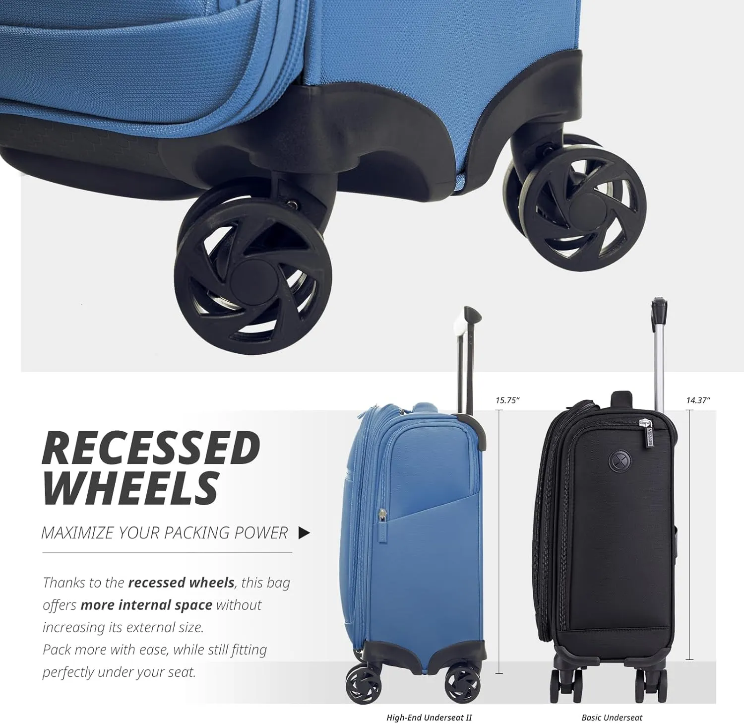 Verage Underseat Carry On Luggage with Spinner Wheels 15 inch Overnight Suitcase Travel Business Bag for Airlines Men Women