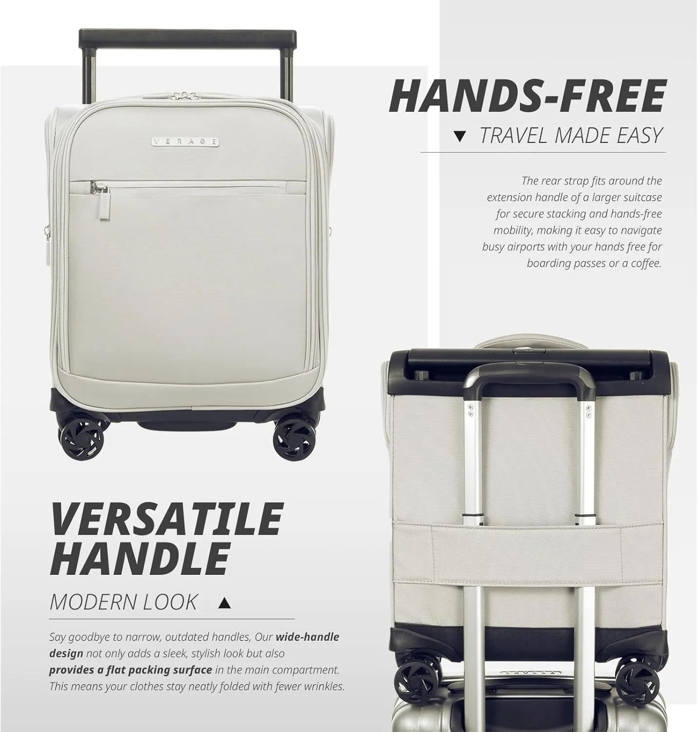 Verage Underseat Carry On Luggage with Spinner Wheels 15 inch Overnight Suitcase Travel Business Bag for Airlines Men Women