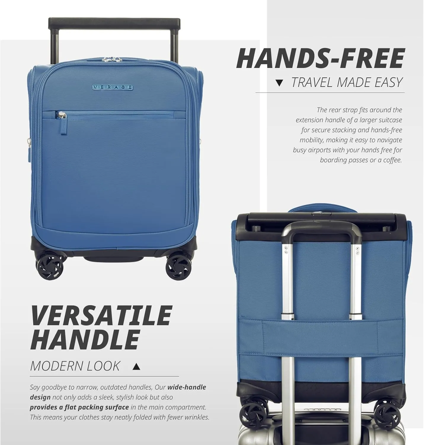 Verage Underseat Carry On Luggage with Spinner Wheels 15 inch Overnight Suitcase Travel Business Bag for Airlines Men Women