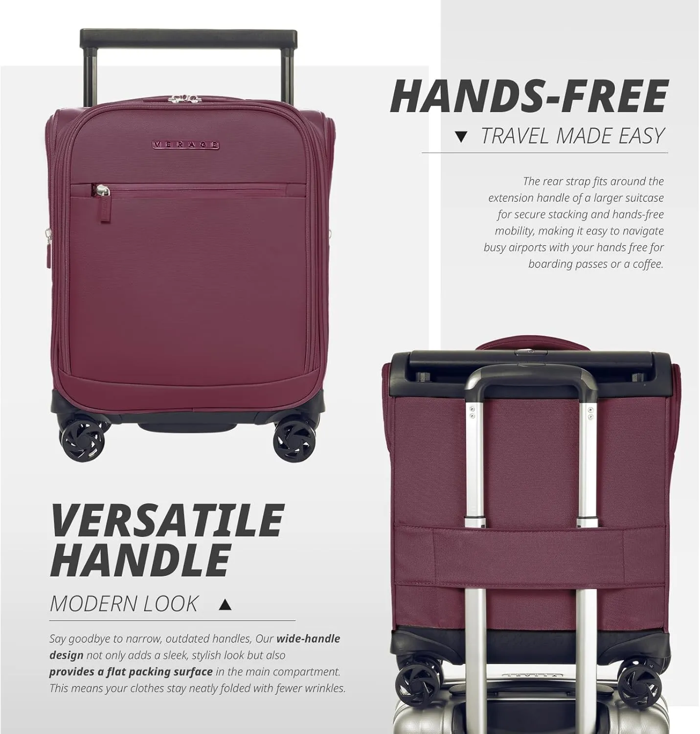 Verage Underseat Carry On Luggage with Spinner Wheels 15 inch Overnight Suitcase Travel Business Bag for Airlines Men Women