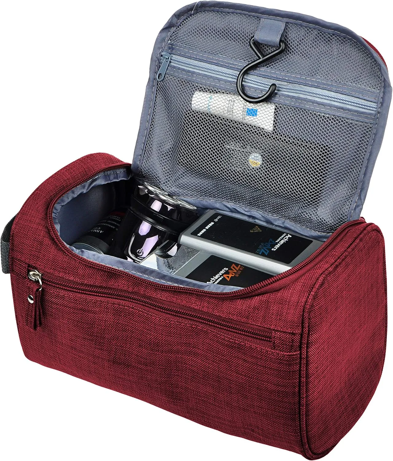 Vercord Mens Toiletry Bag Wash Travel Small Shaving Dop Kit Shower Bathroom Ditty Hygiene Bag Frosted Burgundy