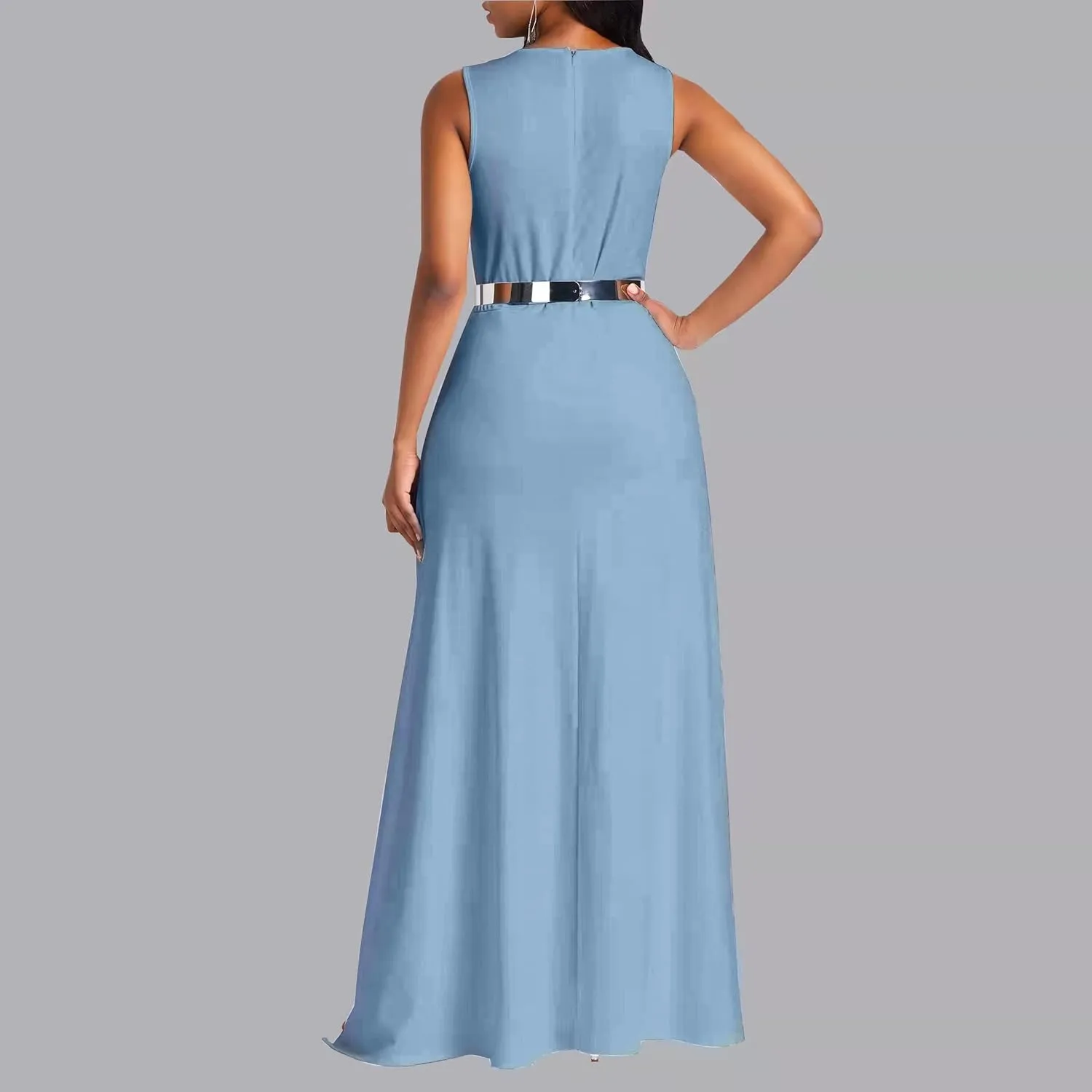 VERWIN Patchwork Overlay Embellished Plain Women's Jumpsuit High-Waist Woman Romper