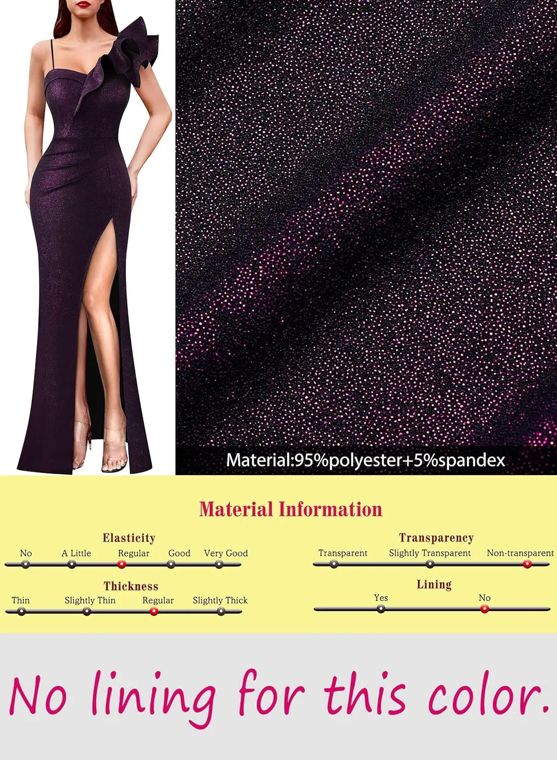 VFSHOW Womens Ruffle One Shoulder Strap Ruched Formal Prom Wedding Maxi Dress V Neck Elegant Split Cocktail Evening Long Gown