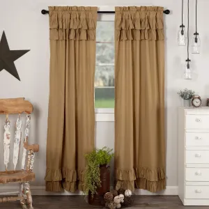 VHC Brands Simple Life Flax Solid Color Cotton Linen Blend Farmhouse Curtains Rod Pocket Hanging Loops Panel Pair, Khaki Tan
