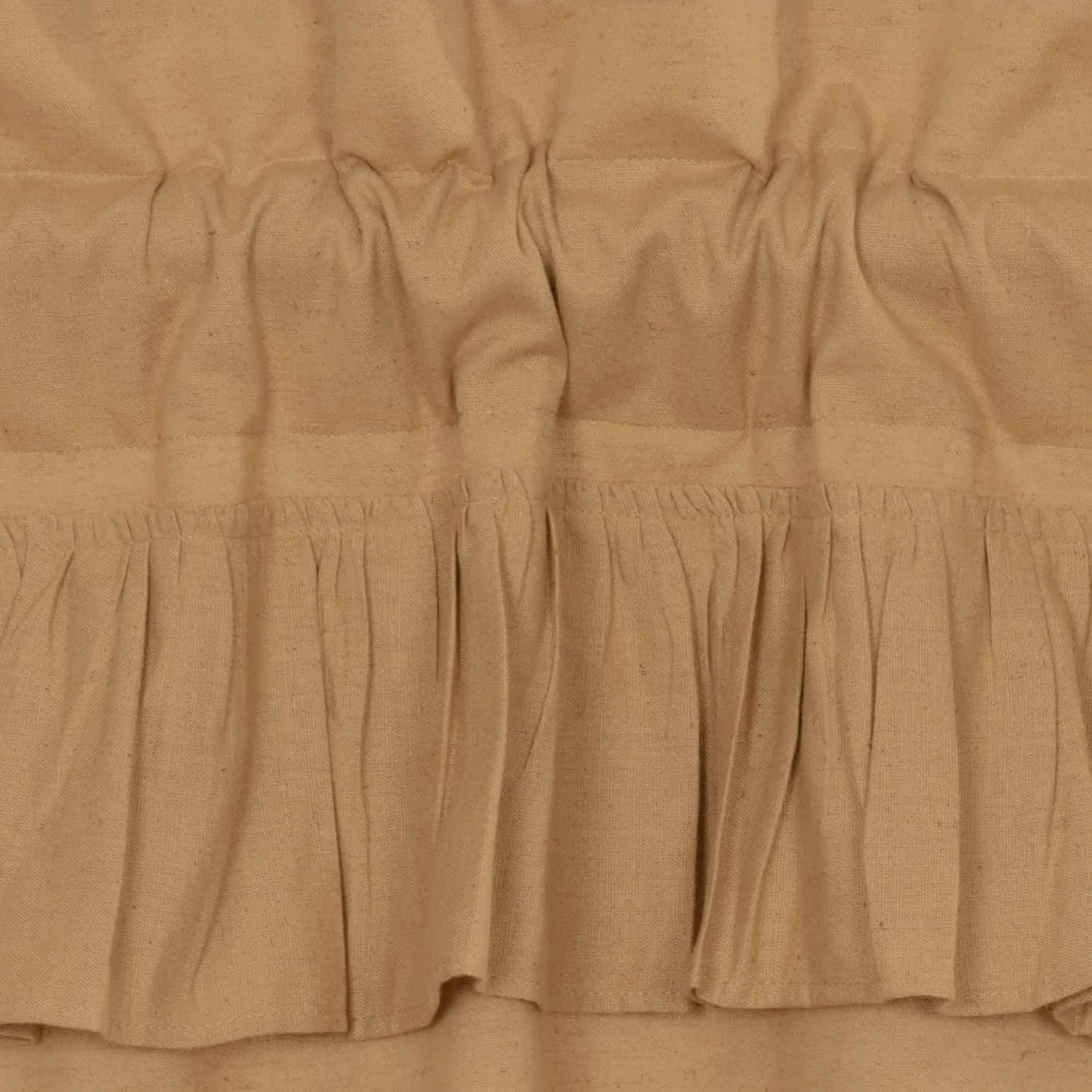 VHC Brands Simple Life Flax Solid Color Cotton Linen Blend Farmhouse Curtains Rod Pocket Hanging Loops Panel Pair, Khaki Tan
