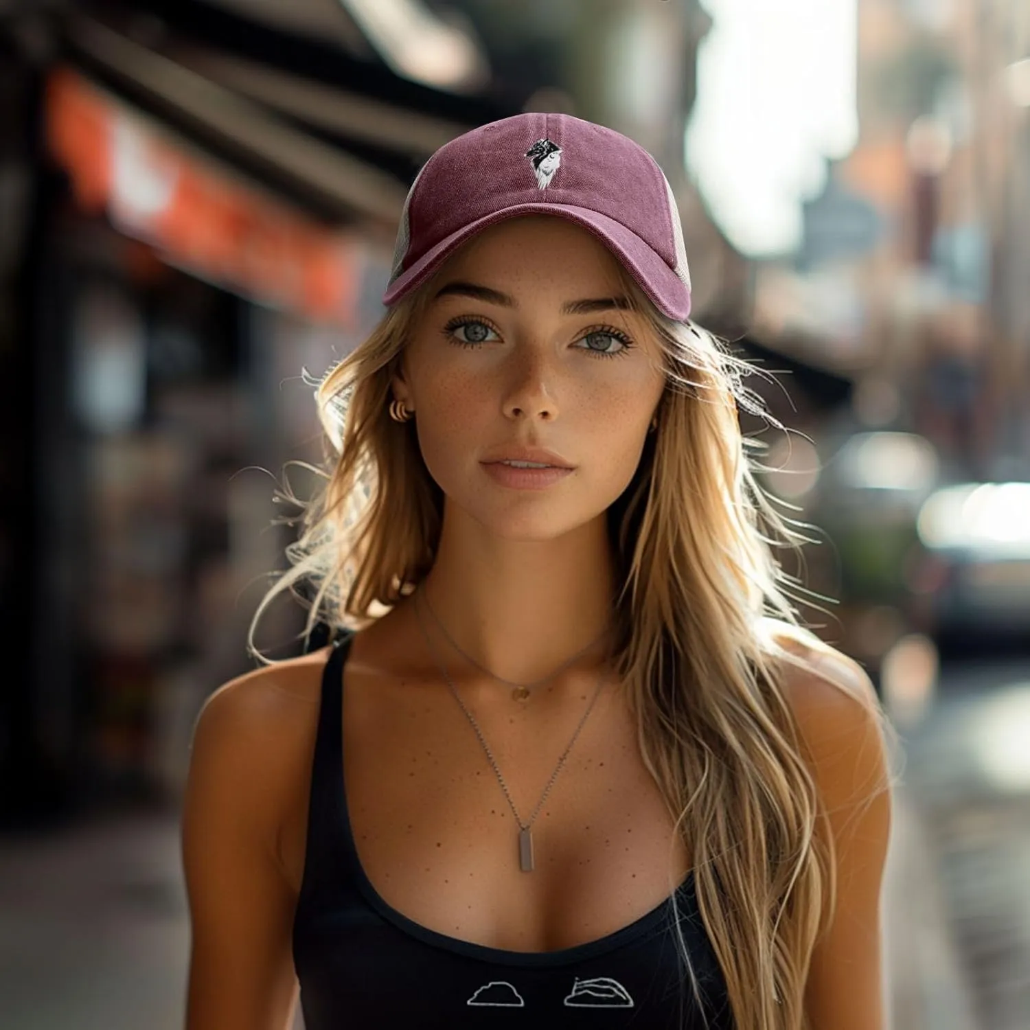Viking Norse Wolf Raven Rune Outdoor Adjustable Washed Denim Mesh Hat Denim Baseball Cap Cowboy Hat