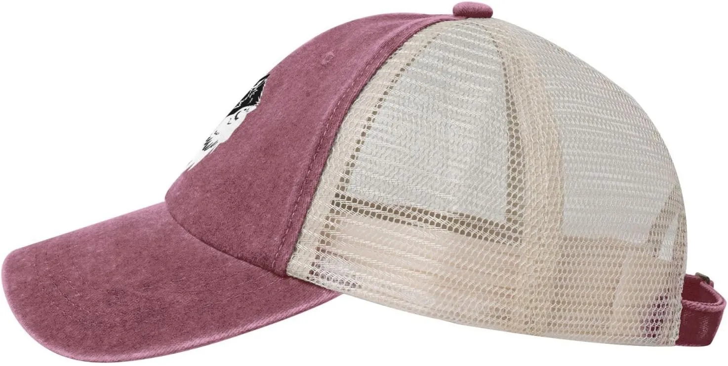 Viking Norse Wolf Raven Rune Outdoor Adjustable Washed Denim Mesh Hat Denim Baseball Cap Cowboy Hat