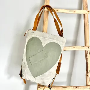 Vintage Canvas Heart Bag