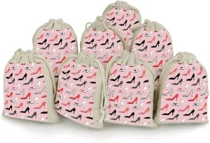 Vintage Colored High Heels Cotton And Linen Small Bundle Pocket Set of Eight, Small And Exquisite Pockets
