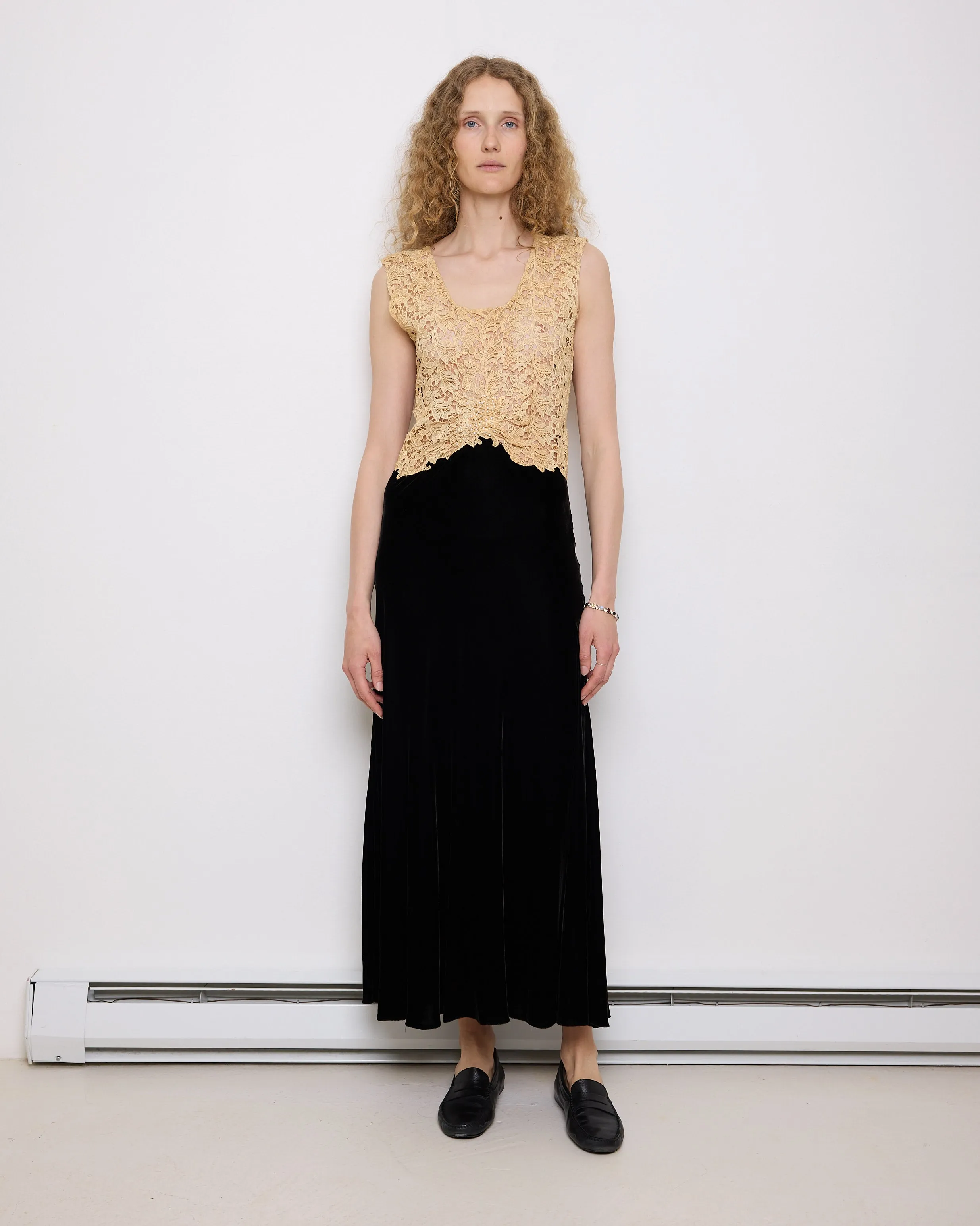 Vintage Lace and Velvet Dress