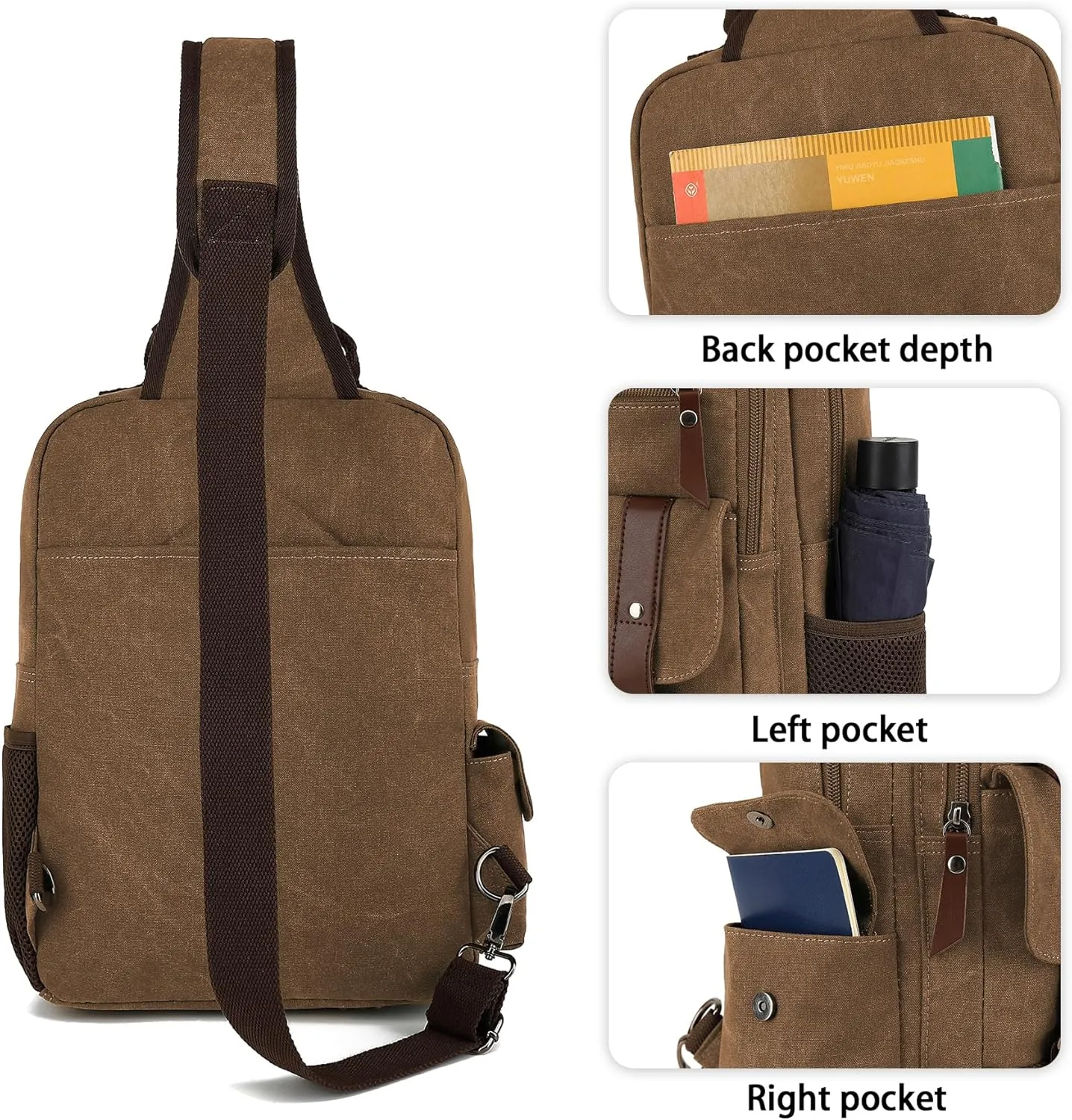 Vintage Messenger Bag, Canvas Backpack for Travel, Men's Shoulder Bag, Dual-use Bag for Hand Carry and Crossbody Carry