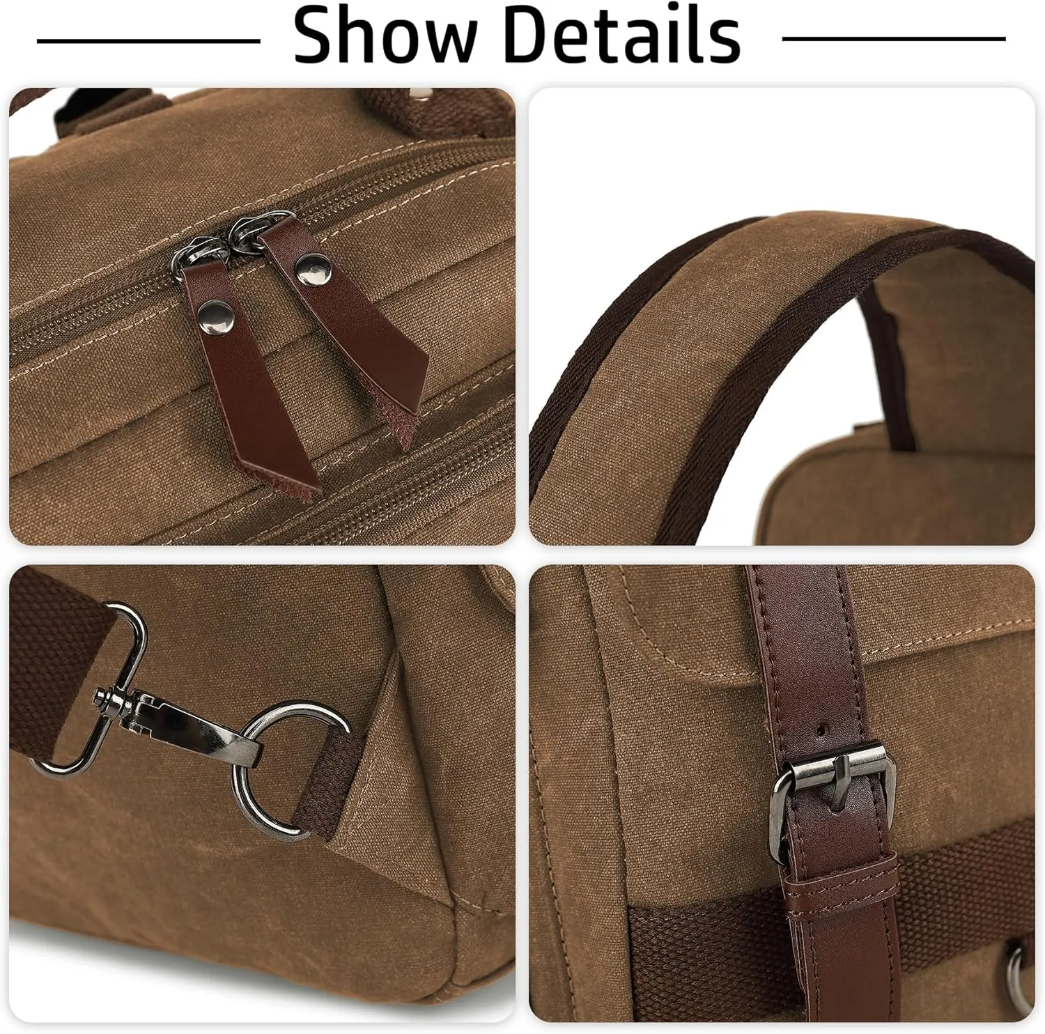 Vintage Messenger Bag, Canvas Backpack for Travel, Men's Shoulder Bag, Dual-use Bag for Hand Carry and Crossbody Carry