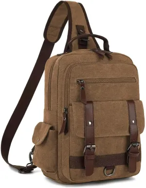 Vintage Messenger Bag, Canvas Backpack for Travel, Men's Shoulder Bag, Dual-use Bag for Hand Carry and Crossbody Carry