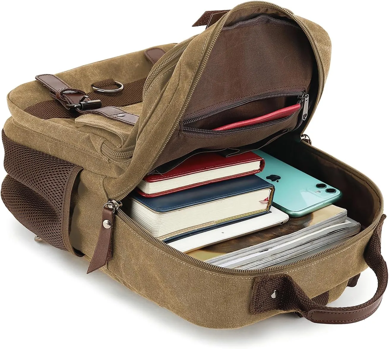 Vintage Messenger Bag, Canvas Backpack for Travel, Men's Shoulder Bag, Dual-use Bag for Hand Carry and Crossbody Carry