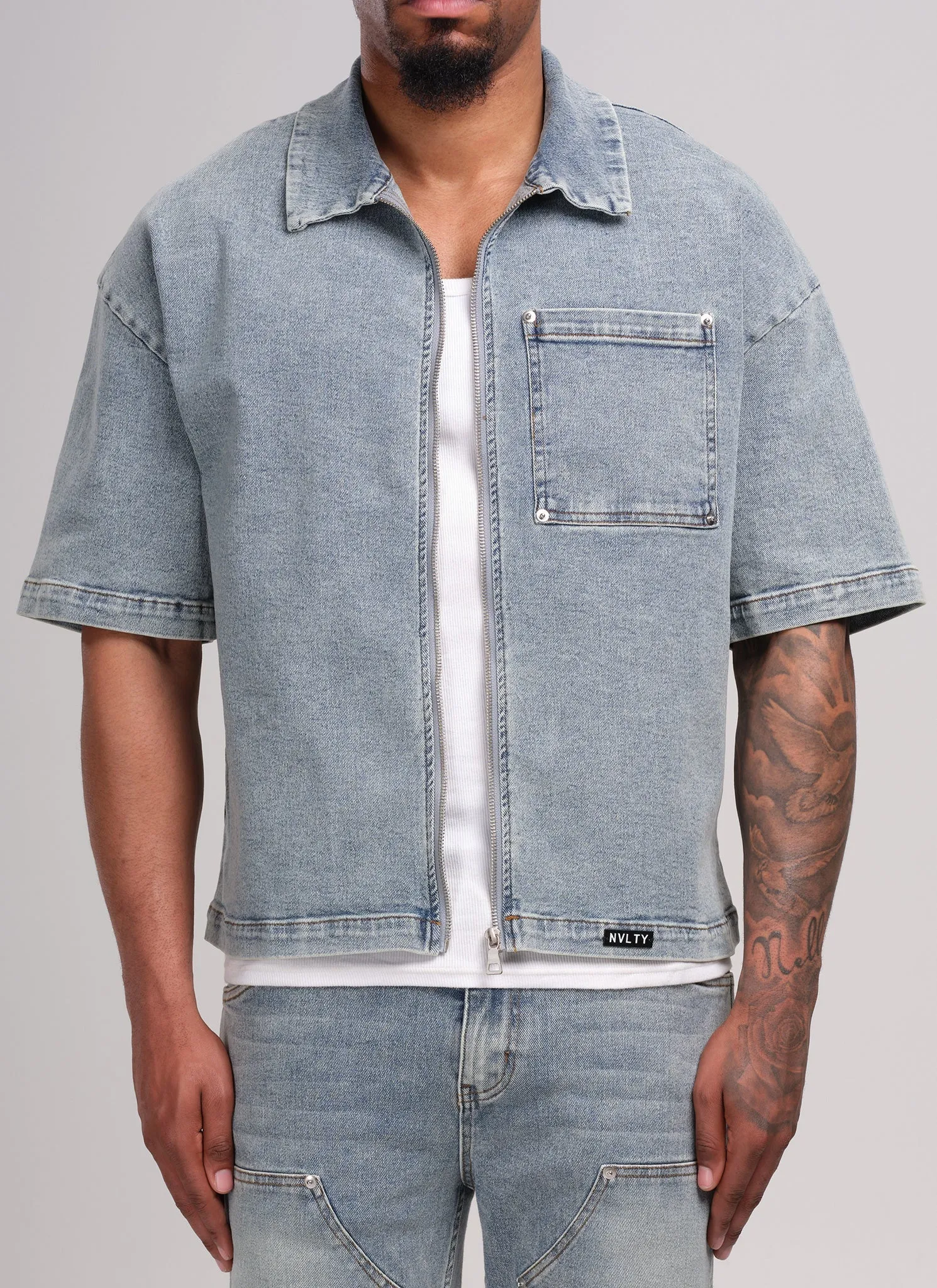 Vintage Rivet Denim Shirt - Blue
