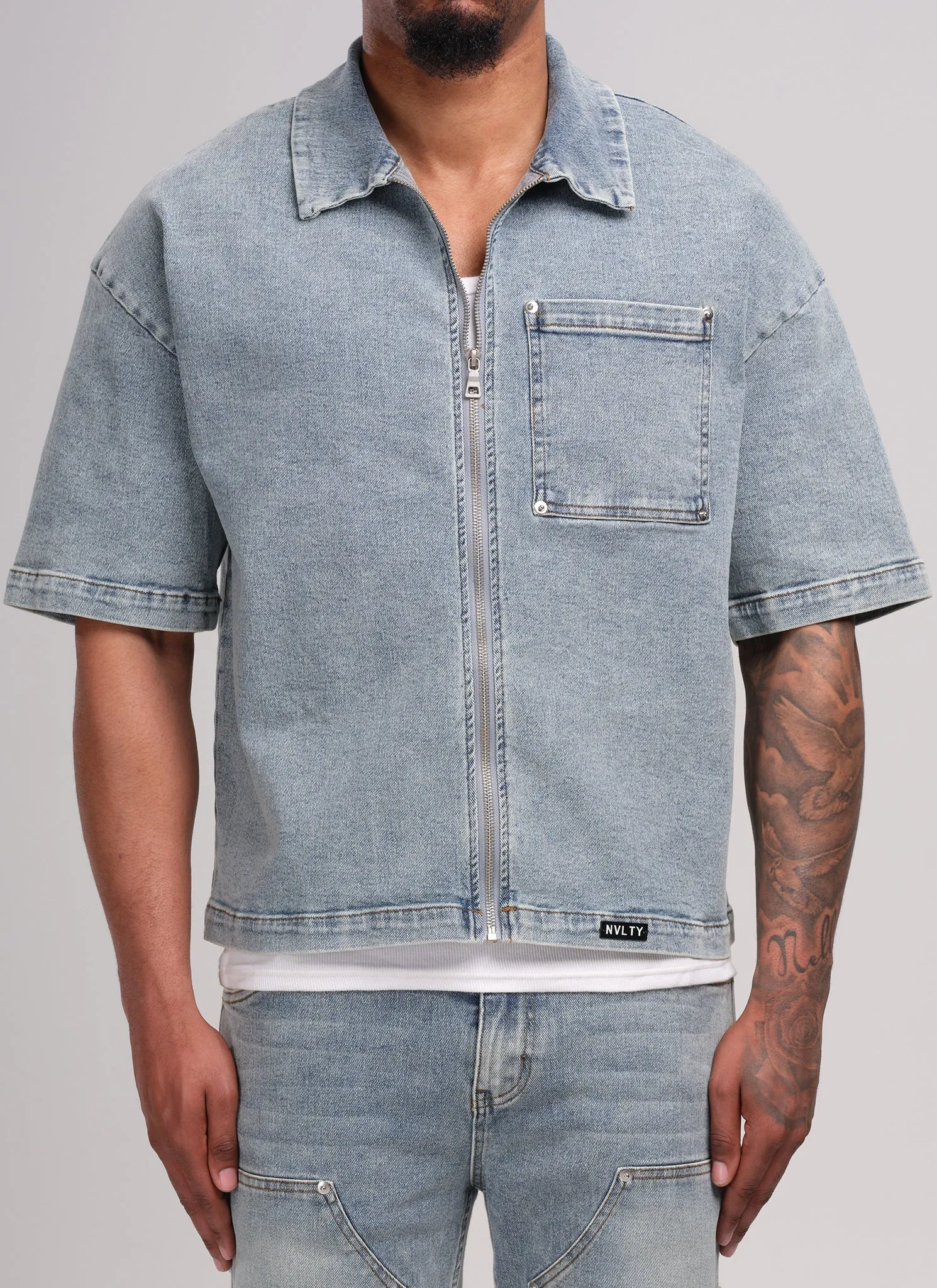 Vintage Rivet Denim Shirt - Blue
