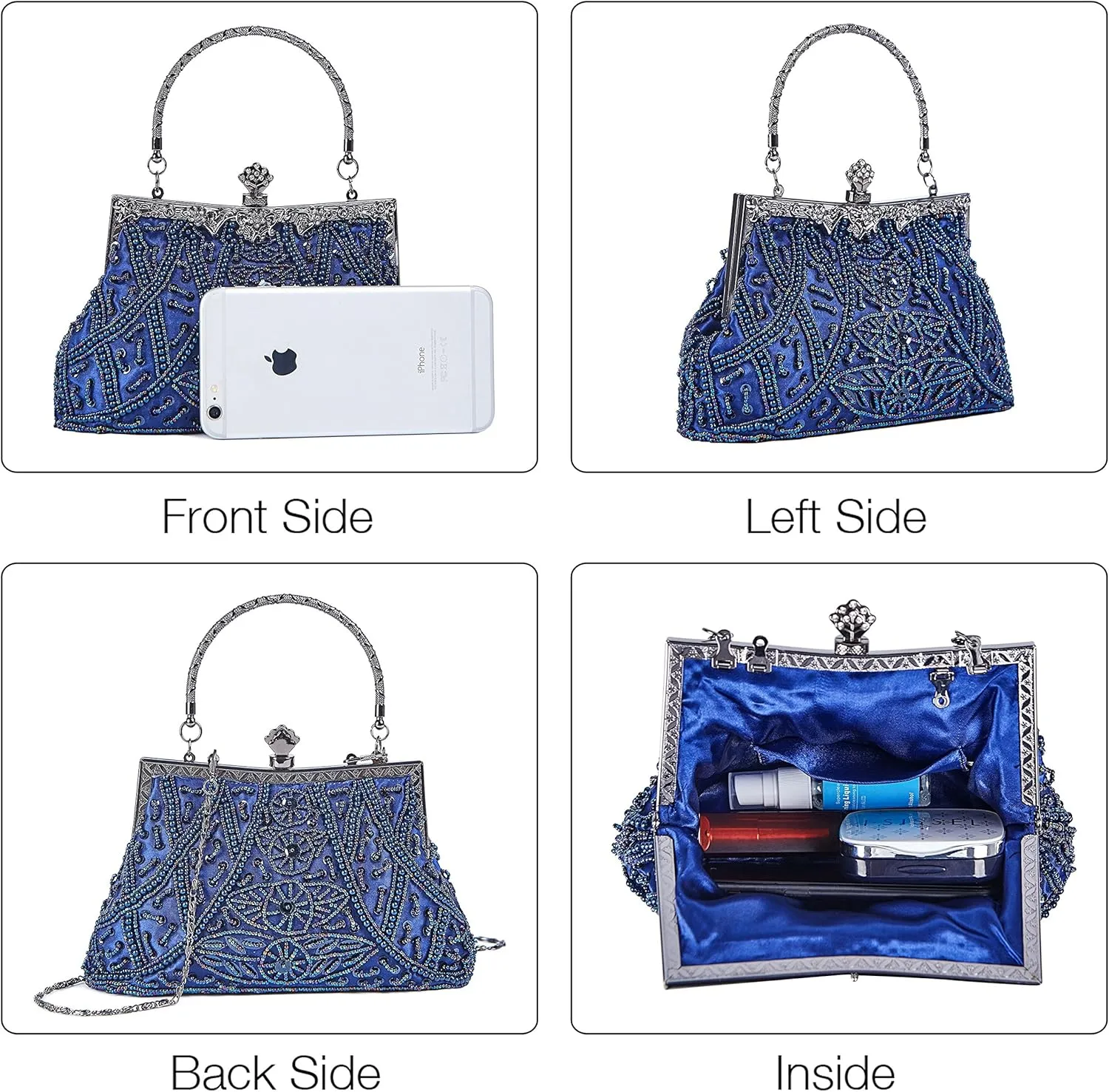 Vintage Style Handbag Beaded Sequined Evening Bag Wedding Party Handbag Rhinestone Clutch Purse