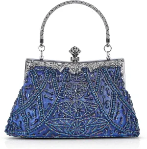 Vintage Style Handbag Beaded Sequined Evening Bag Wedding Party Handbag Rhinestone Clutch Purse