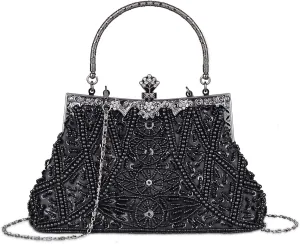 Vintage Style Handbag Beaded Sequined Evening Bag Wedding Party Handbag Rhinestone Clutch Purse