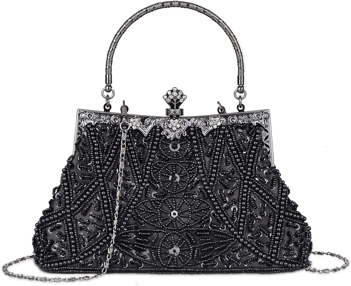 Vintage Style Handbag Beaded Sequined Evening Bag Wedding Party Handbag Rhinestone Clutch Purse