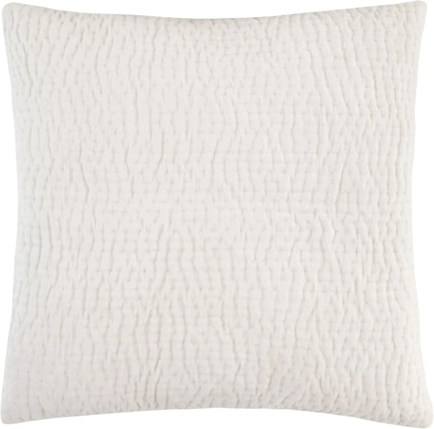 Viola Velvet Dove White Quilted Sham, Standard Size, Ivory Solid Pattern