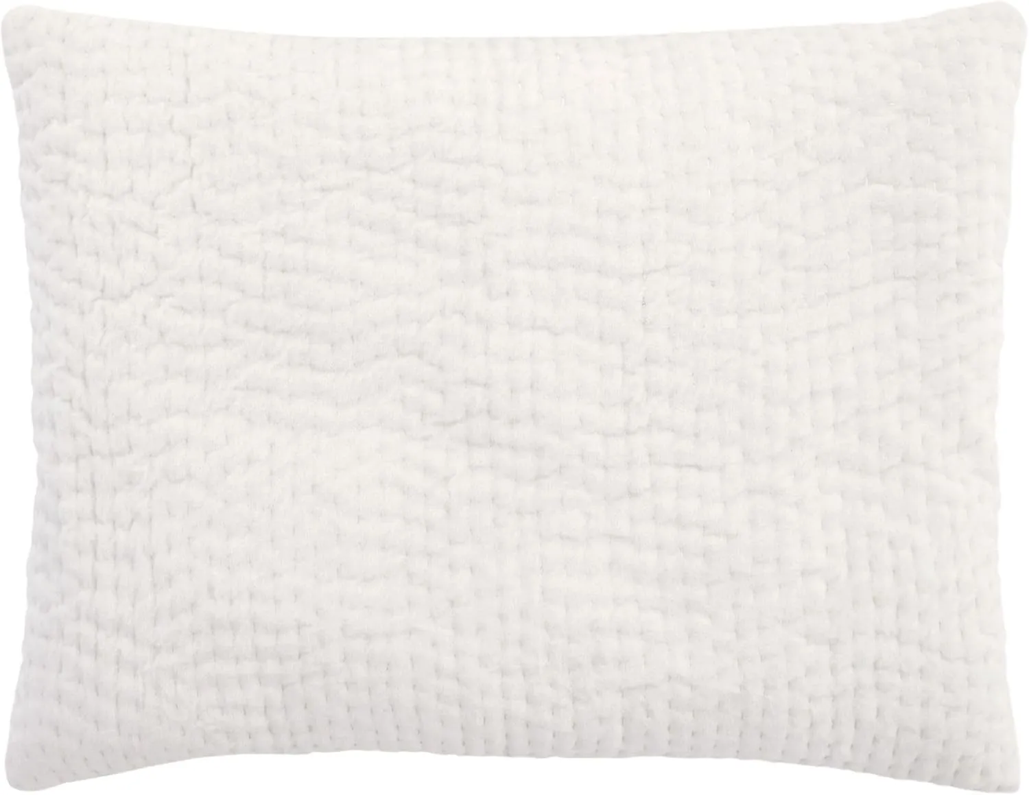 Viola Velvet Dove White Quilted Sham, Standard Size, Ivory Solid Pattern
