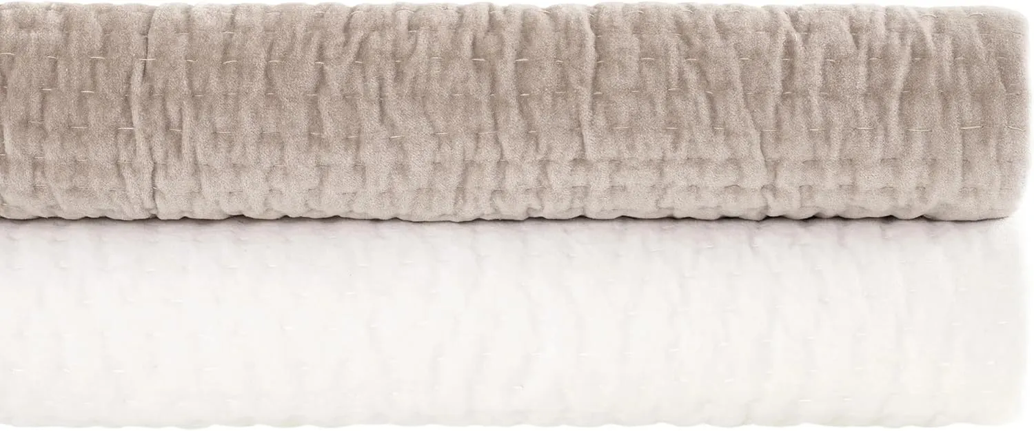 Viola Velvet Dove White Quilted Sham, Standard Size, Ivory Solid Pattern