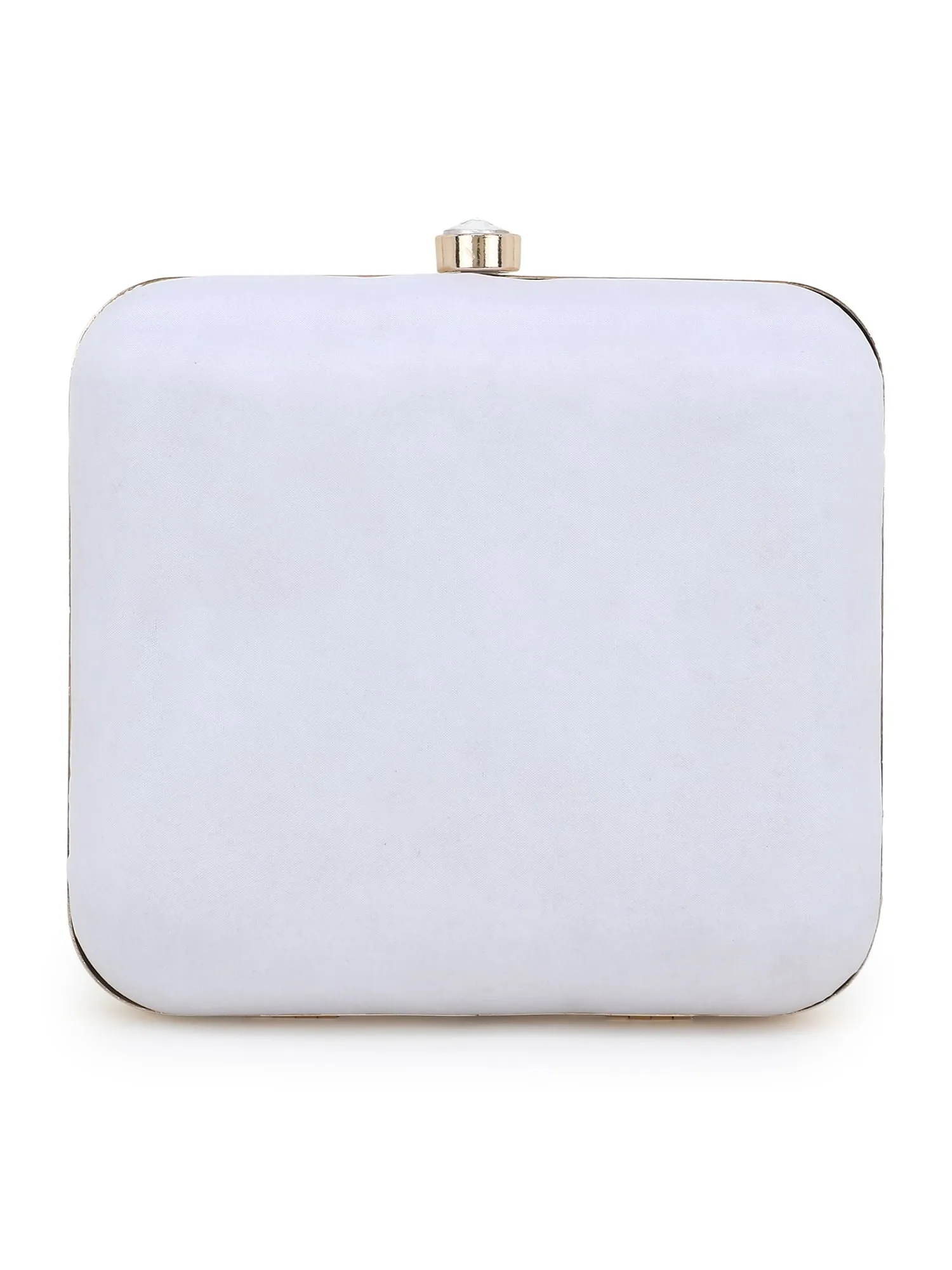 Vista Faux Silk Sequined & Embellished Box Clutch