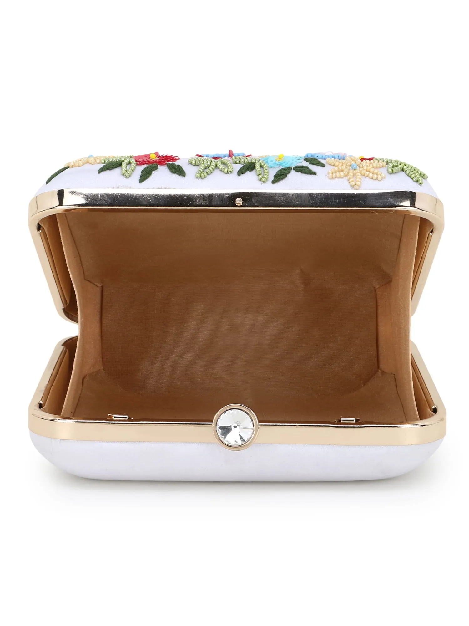 Vista Faux Silk Sequined & Embellished Box Clutch
