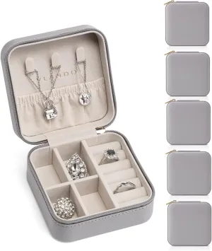 Vlando Travel Jewelry Box, Small Jewelry Travel Organizer Case for Girls Women - Grey*6 pack