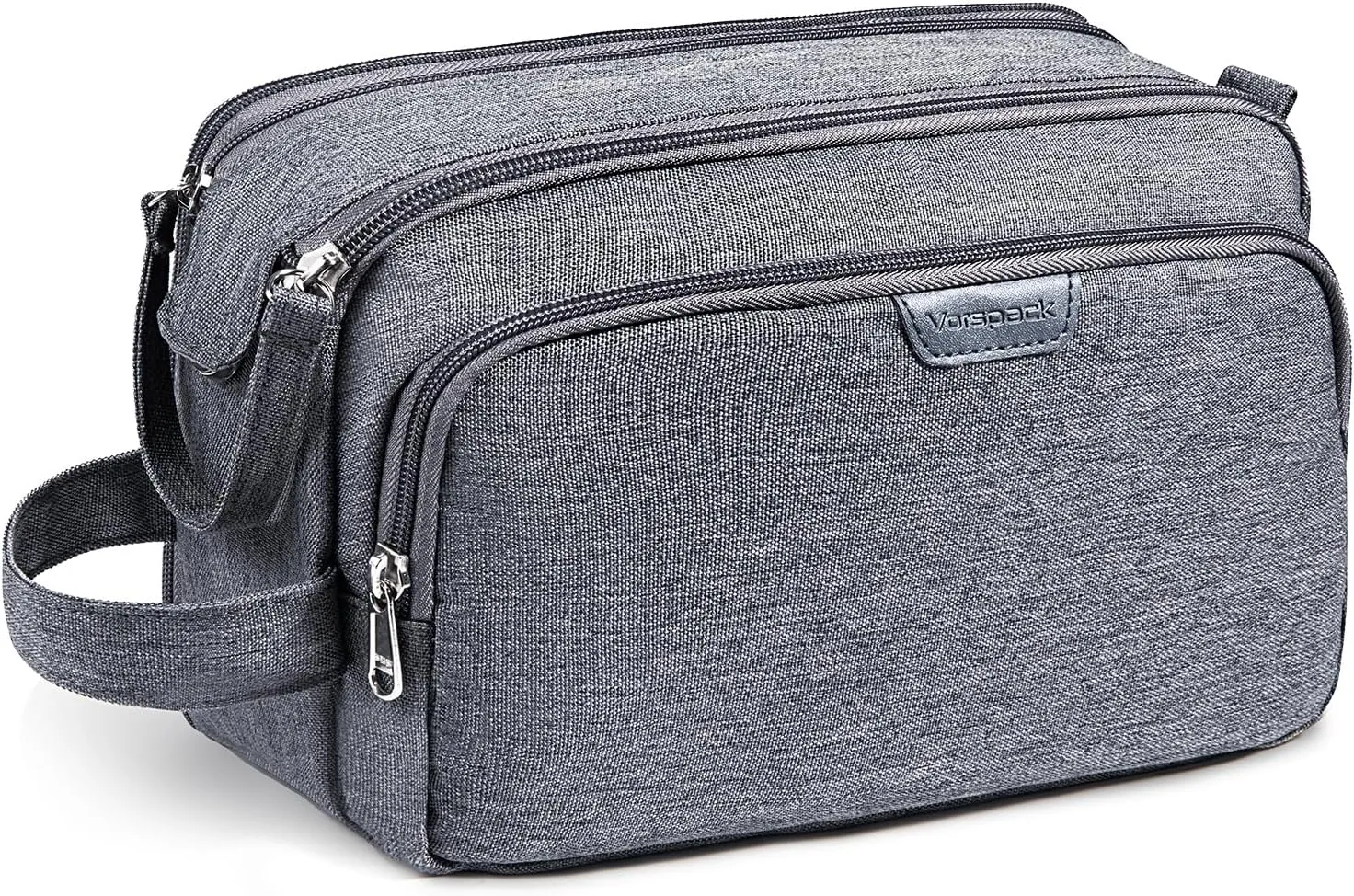 Vorspack Travel Toiletry Bag for Men - Water Resistant Mens Toiletry Travel Bag Dopp Kit Shaving Bag for Bathroom Toiletries Gifts - Grey