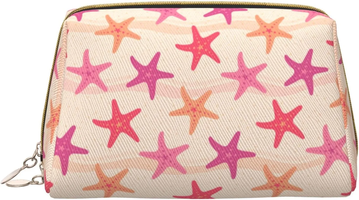 VOSERY Makeup Bag, Cosmetic Bags Travel Toiletry Bag for Women, Large Capacity Makeup Bag Organizer, Starfish Make up Bag, Cute Makeup Pouch, Waterproof Leather Makeup Case