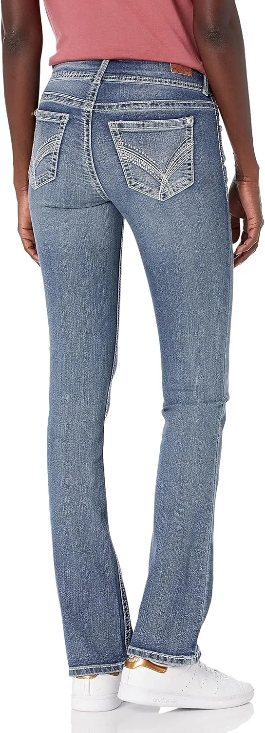 WallFlower Women's Luscious Curvy Bootcut Mid-Rise Bling Insta Stretch Juniors Jeans (Standard and Plus)