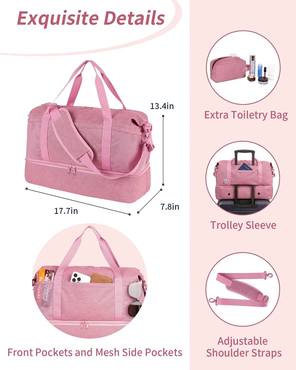 Wandering Nature For Spirit Airlines Personal Item Bag 18x14x8 Travel Duffel Bag Underseat Carry on Luggage with Shoe Compartment Wet Pocke Toiletry Pouch for Women Men Patent Pending