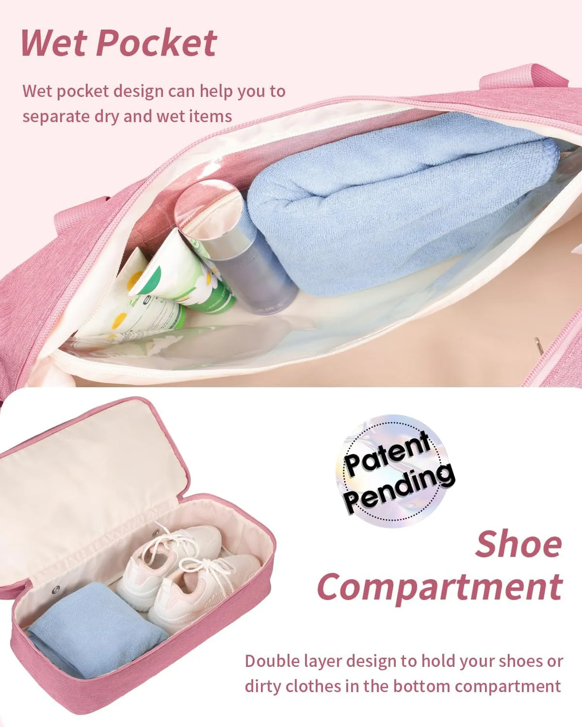 Wandering Nature For Spirit Airlines Personal Item Bag 18x14x8 Travel Duffel Bag Underseat Carry on Luggage with Shoe Compartment Wet Pocke Toiletry Pouch for Women Men Patent Pending