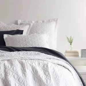 Washed Linen White Quilt, King Size, White Solid Pattern