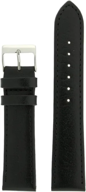 Watch Band Black Genuine Leather Calf Mens Strap 20 millimeter