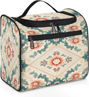 Waterproof Hanging Toiletry Bag for Women and Men, Bohemian Style Tribal Flowers Pattern Travel Cosmetic Bag Bathroom Storage Bag Hygiene kit