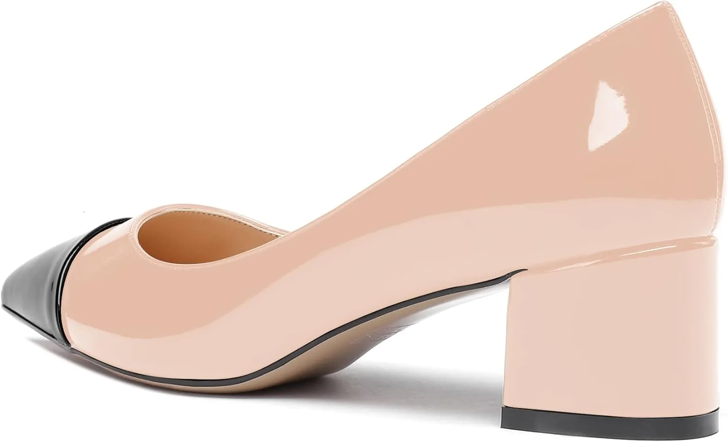 WAYDERNS Women's Pointed Toe Patent Leather Slip On Chunky Low Heel Pumps Office Work Dress Court Shoes 2 Inch