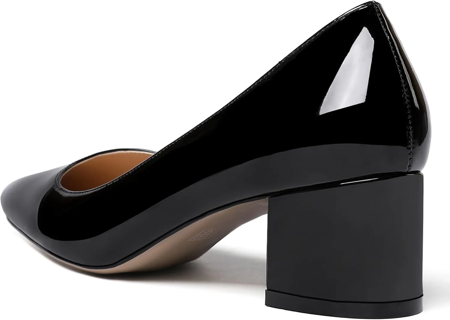 WAYDERNS Women's Pointed Toe Patent Leather Slip On Chunky Low Heel Pumps Office Work Dress Court Shoes 2 Inch