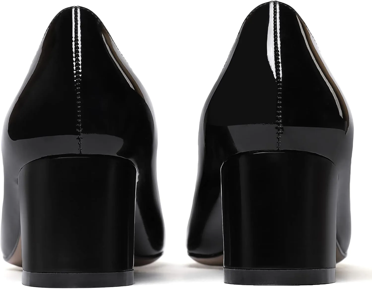 WAYDERNS Women's Pointed Toe Patent Leather Slip On Chunky Low Heel Pumps Office Work Dress Court Shoes 2 Inch